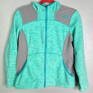 The North Face Osito Hooded Fleece Full zip jacket Teal Girls sz large